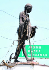 Condition of Mahatma Gandhis statue is an example of the apathetic attitude of the administration.