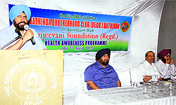 Bathinda Mayor Baljit Singh Birbehman speaks at a programme held to mark the World Health Day in the city on Sunday
