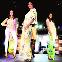 Models walk the ramp during a fashion show at the Golf Club in Chandigarh on Sunday.