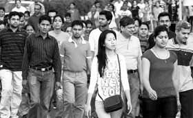 World Health Day Employees of the PGI take part in a walkathon in Chandigarh on Sunday.