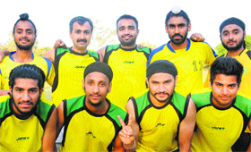 Members of the Mohali Football Club in a jubilant mood at Sector 17, Chandigarh, on Sunday.