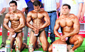 Winners of the first Open Mr Punjab Classic and Mr Mohali Bodybuilding Championship at Dera Bassi on Sunday.