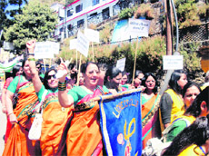 The Lions Club members carry out a march against female foeticide in Mussoorie on Sunday.