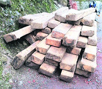 Sleepers stacked at Bharian village in Chamba district.