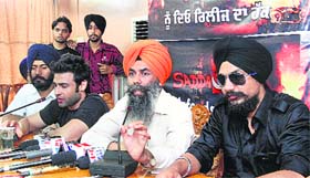 Crew members of the film Sadda Haq during a press conference in Jalandhar on Sunday