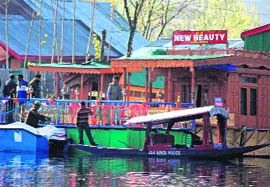 The houseboat on the Dal Lake in Srinagar where British tourist Sarah Elizabeth was murdered on Saturday. 