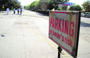 A no-parking zone in front of Hotel Park Plaza. 