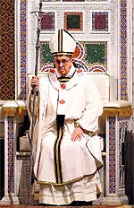 Pope Francis at a solemn mass in Rome on Sunday