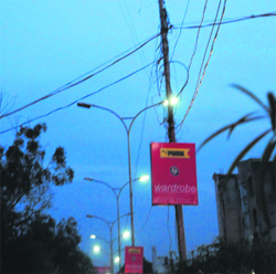Most of the streetlights lie non-functional on the Crystal Chowk road in Amritsar on Monday.