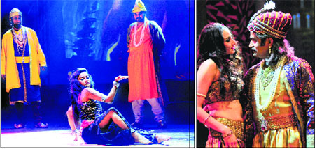 Artistes perform in a play, ‘Akbar Ki Mehbooba Anarkali’, at Tagore Theatre in Sector 18, Chandigarh, on Monday.