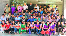 Bright students from remote areas of Uttarakhand who participated in the Abhilasha project run by the University of Petroleum and Energy Studies in Dehradun.