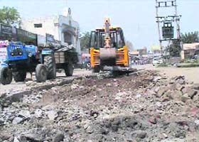 The road under construction near Anaj Mandi in Jind