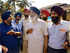 Chief Minister Parkash Singh Badal (centre), Deputy Chief Minister Sukhbir Badal and legislators in a lighter mood in Goa on Monday.