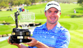 Scotlands Martin Laird poses with the trophy after winning the Texas Open in San Antonio.