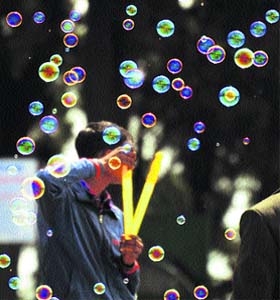 Swift end: Street vendor Tun Tun makes a living by selling soap bubbles in Shimla