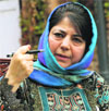 Mehbooba addresses the media in Srinagar