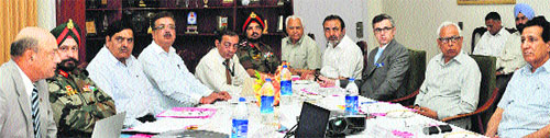 Governor NN Vohra and Chief Minister Omar Abdullah address the 75th meeting of the J&K Rajya Sainik Board at Raj Bhawan in Jammu on Tuesday