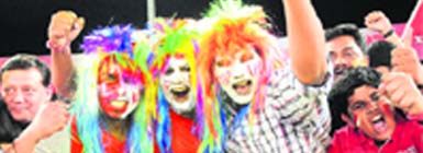 Fans root for Kings XI Punjab at the stadium. Tribune photos: S Chandan 