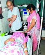 The victim at the Sector 6 General Hospital in Panchkula. Tribune photo: Nitin Mittal 