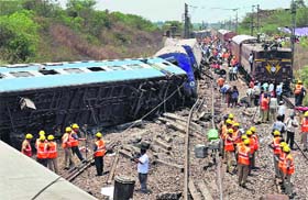 Rescue work in progress at the accident spot in Sitheri near Arakkonam on Wednesday