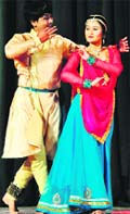 Arushi Nishank, daughter of former Chief Minister Ramesh Pokhriyal Nishank, performs Kathak at a cultural evening at Raj Bhavan in Dehradun on Wednesday.