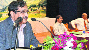 Prof MK Surappa, Director, IIT, Ropar, delivers the inaugural address at NIT, Hamirpur, on Thursday.