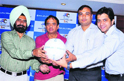 Members of the football talent scouting team in Jalandhar on Thursday. 