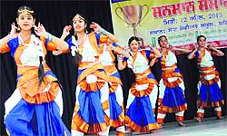 Students present a cultural programme at the felicitation ceremony held at St. Xaviers Convent School in Bathinda on Friday