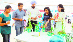 Visitors have a look at items during the Lifestyle and Interior Exhibition at Sifty International in Amritsar on Saturday. 