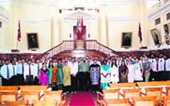 A group of IPS trainees, along with police officials from Nepal, Bhutan and Afghanistan, at the Indian Military Academy in Dehradun on Saturday.