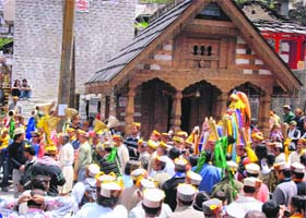Villagers throng the Birshu Mela at Vashisht village in Kullu on Saturday