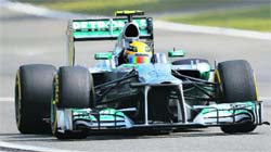 Mercedes Lewis Hamilton during the qualifying session in Shangai on Saturday. AP