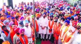 Cabinet Minister Bikram Singh Majithia along with the new entrants at Khajala in Amritsar on Sunday. 