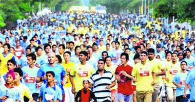 Athletes take part in the Chandigarh Marathon on Sunday