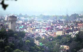 An aerial view of the Jammu city on Sunday