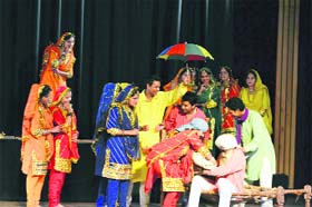 Natrang artistes present Rangla Jammu in Katra on Sunday