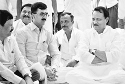 Maharashtra Deputy Chief Minister Ajit Pawar observes a day-long fast at Karad on Sunday. 