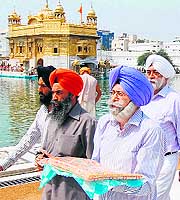 Senior Supreme Court lawyer HS Phoolka at the Golden Temple in Amritsar on Sunday