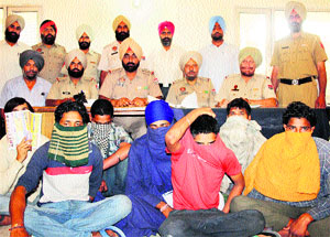 The seven miscreants in police custody in Amritsar on Monday.