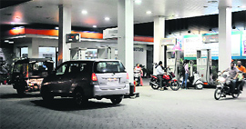 A view of one of the petrol pumps of Bathinda.