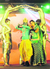 Artistes perform during the second Pearls Rattan Awards at Ambience Hall in Gurgaon. 