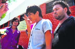 The victim's kin at the Civil Hospital in Ludhiana on Monday. Tribune photo: Himanshu Mahajan
