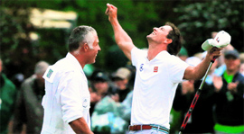 Adam Scott thanks heavens after winning the Augusta Masters on Monday.
