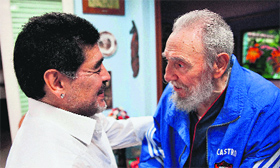 Diego Maradona with Fidel Castro on Saturday.