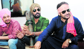 Actor Shahbaz Khan (right) along with the team of his forthcoming Punjabi film interacts with media persons in the city on Tuesday.