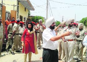 The SDM and police officials at Kot Panaich village