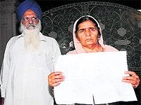 Beant Kaur talks to mediapersons in Amritsar on Wednesday