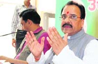 BJP leader Ajay Bhatt at a press conference in Dehradun on Wednesday. 