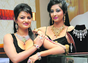Models display the jewellery at Mool Ji Diamonds 