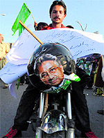 Supporters of former President Pervez Musharraf protest against his disqualification in Islamabad 